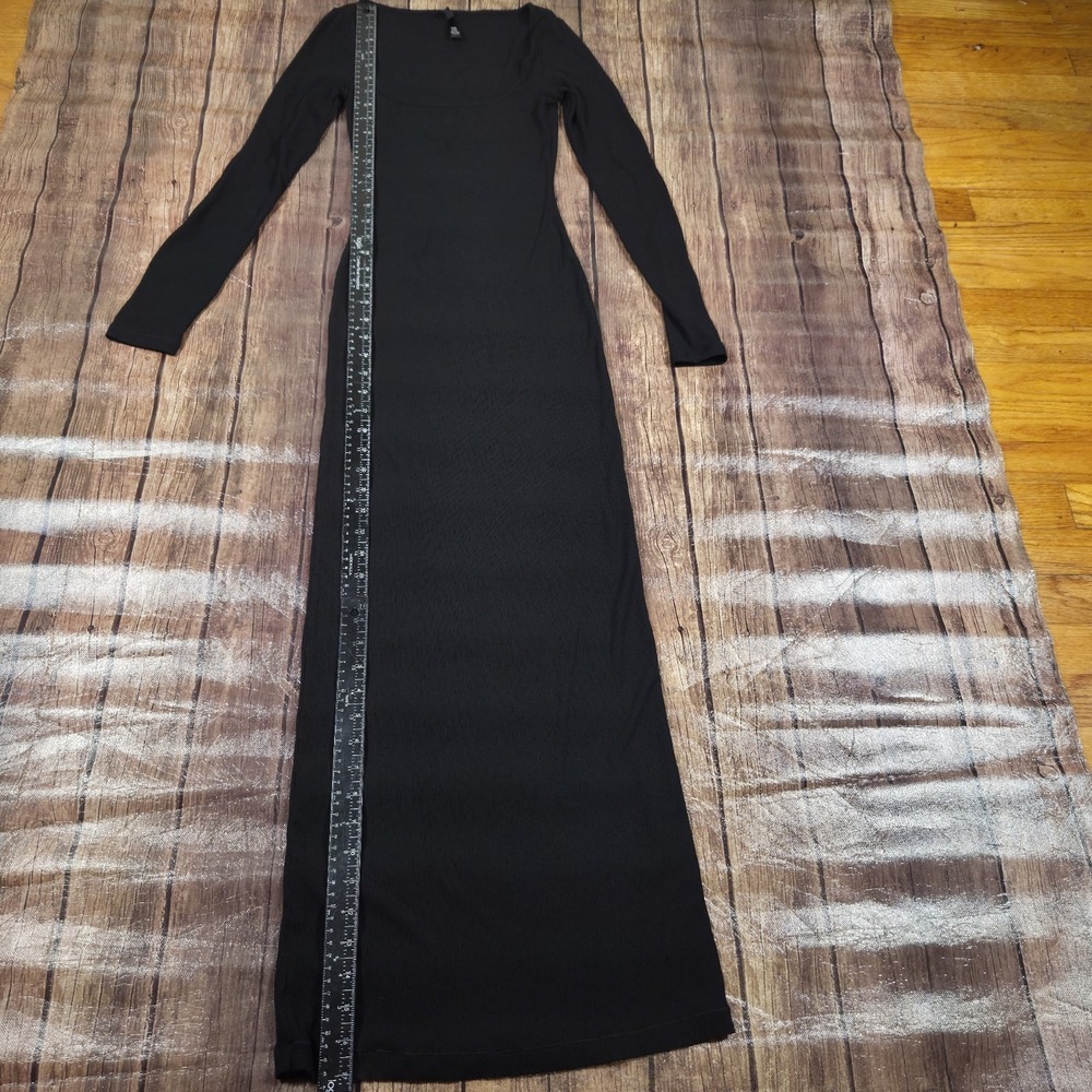 Skims Soft Lounge Ribbed Long Sleeve Dress Women S Black Clean Girl Minimalist - Picture 6 of 12